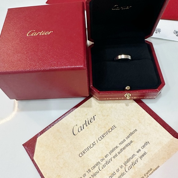 Cartier LOVE 18k White Gold 3.5mm Wedding Band Ring Size 49 US 4.75 Box Receipt - Picture 6 of 7